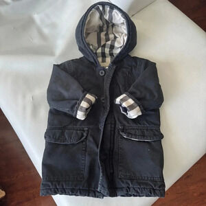 Vest jacket parka raincoat 12/18 months fleeced Burberry hood zip blue